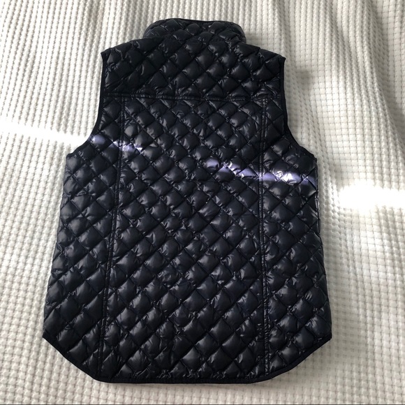 J Crew Shiny Quilted Field Vest Size Small Navy - Picture 3 of 6